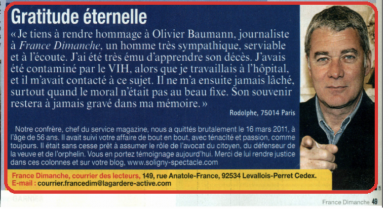 Olivier Baumann - France Dimanche - 30 nov au 6 dec 2012